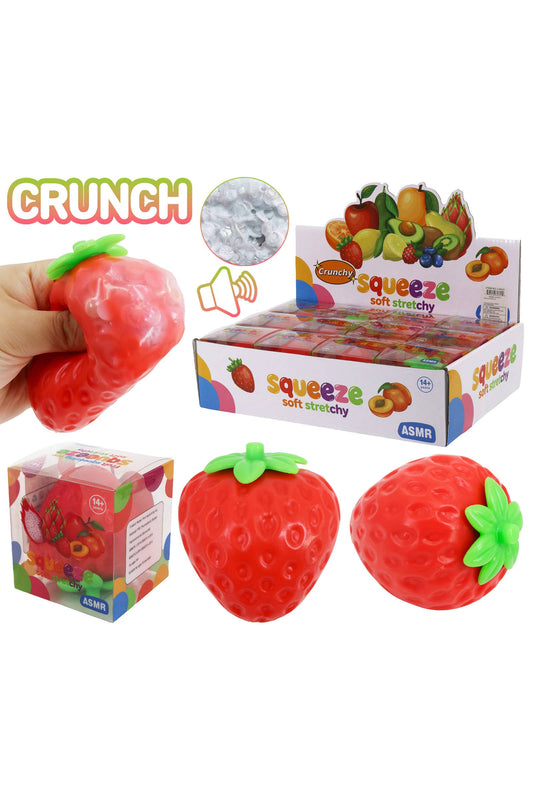 Strawberry Crunchy Bead Soft Slime Filled TPR Squishy: STRAWBERRY / ONE SIZE