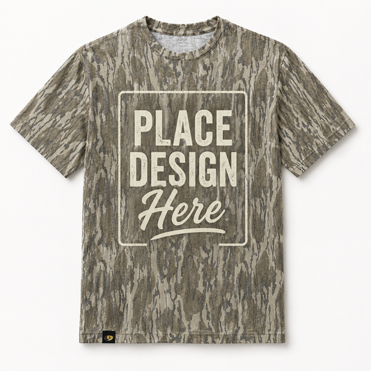 Mossy Oak Bottomland Tee with custom design area on front