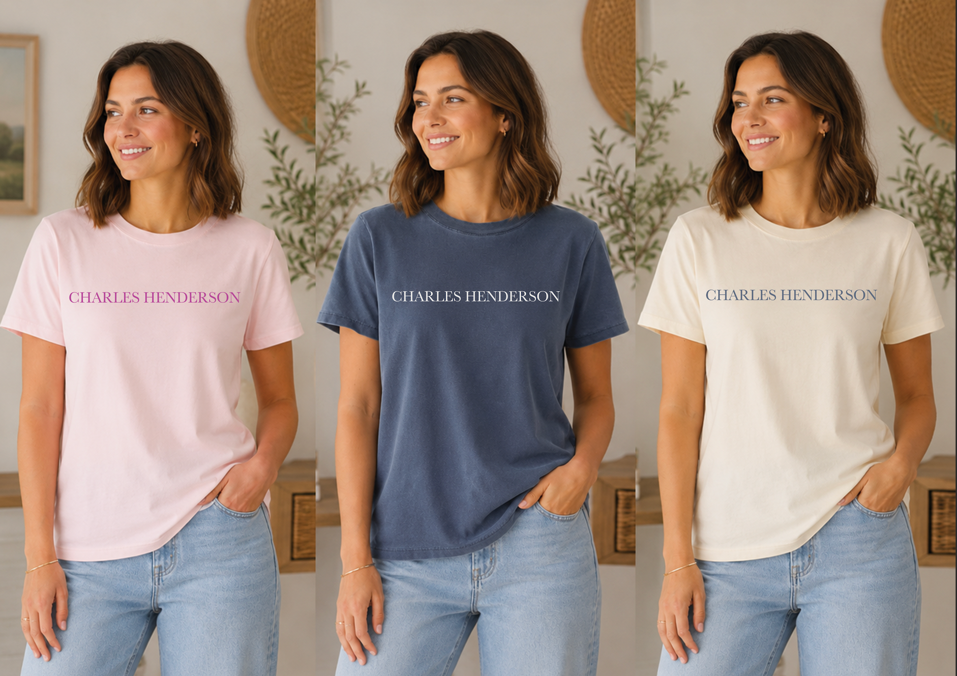 Minimalist custom school spirit t-shirt available in multiple shirt colors with a personalized school name design. Boutique-style unisex graphic tee for students, parents, teachers, and game day.
