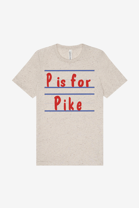 Personalized school spirit t-shirt featuring a custom school initial and name on primary handwriting lines. Boutique-style unisex graphic tee available in multiple schools and shirt colors for teachers, students, parents, and back-to-school.

