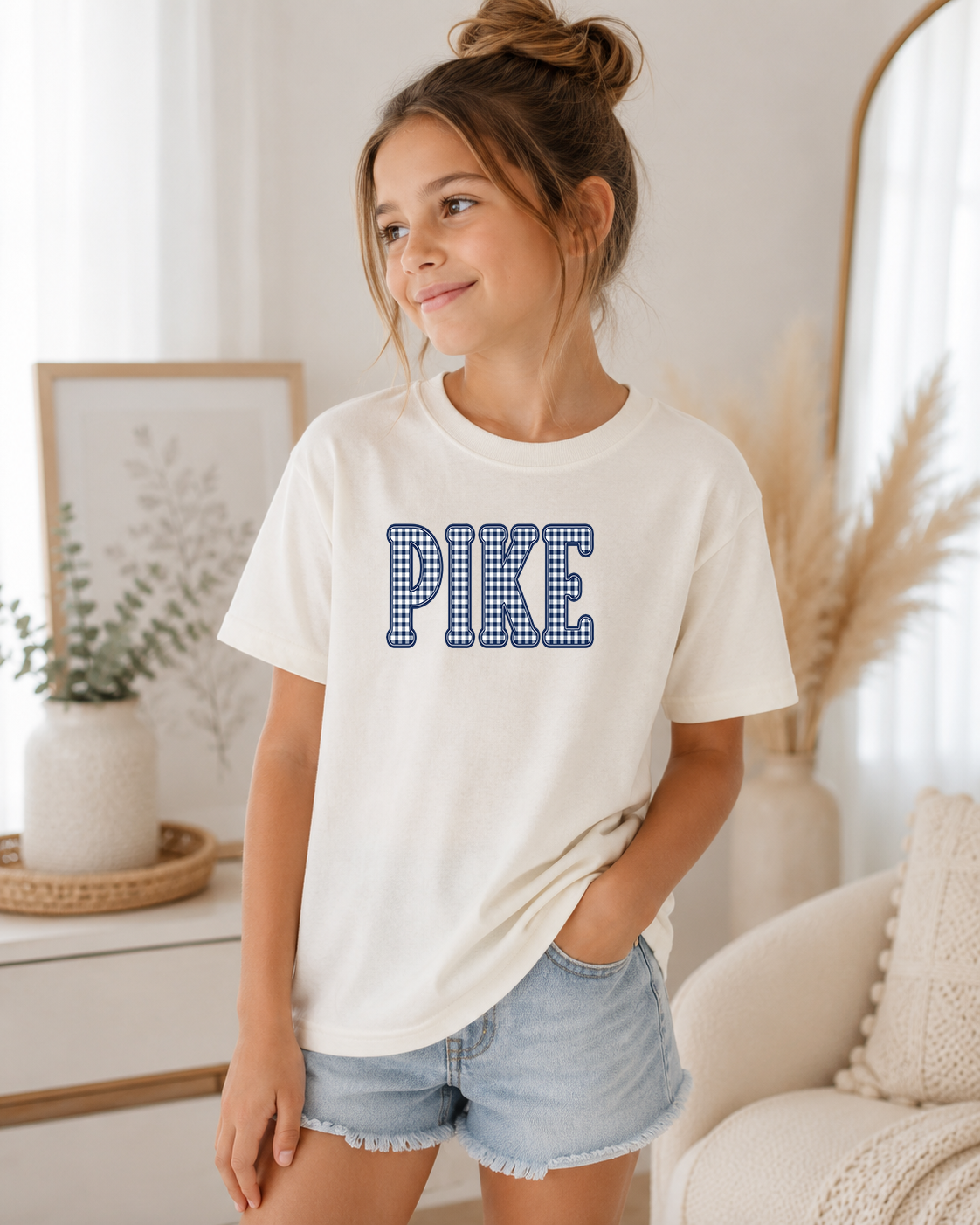Gingham School Spirit Tee (Girls)