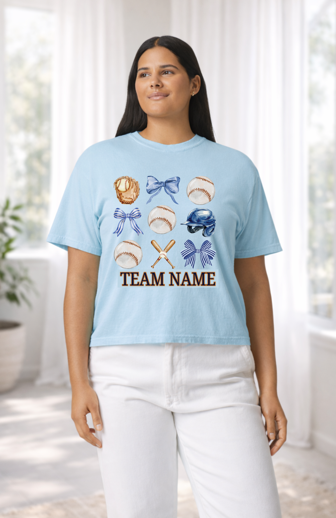 Custom Baseball Bow Tee | Personalized Team Shirt