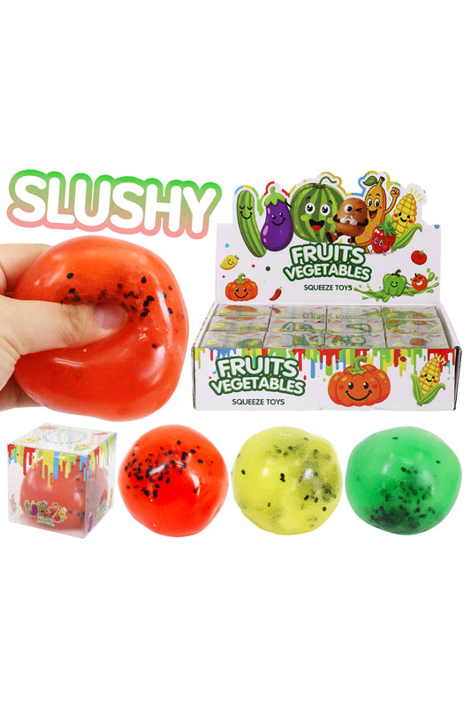 Colorful Fruit Granular Slushy Filled TPR Squishy Ball: ASSORTED / ONE SIZE